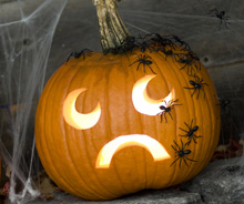 Scary jack-o-lantern with frowny face